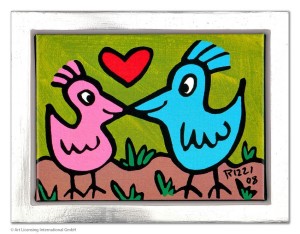 JUST LIKE LOVE BIRDS (Siebdruck auf Leinwand)