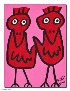 TWO RED RIZZI BIRDS